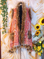 Kashmiri Wool Capes: Paisley Design, Faux Fur Trim, Bohemian Style, Winter Poncho