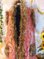 Kashmiri Wool Capes: Paisley Design, Faux Fur Trim, Bohemian Style, Winter Poncho