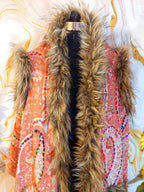 Kashmiri Wool Capes: Paisley Design, Faux Fur Trim, Bohemian Style, Winter Poncho
