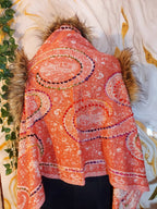 Kashmiri Wool Capes: Paisley Design, Faux Fur Trim, Bohemian Style, Winter Poncho