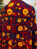 Red heavy georgette Phulkari Dupatta: Handmade Floral Embroidery,