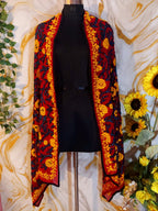 Red heavy georgette Phulkari Dupatta: Handmade Floral Embroidery,