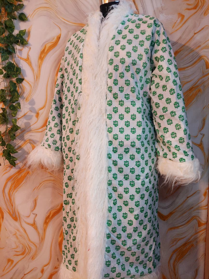 Patchwork Vintage Suzani Coat, Mongolian Faux Fur Trim, Handmade Bohemian Jacket