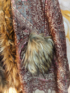 Kashmiri Wool Capes: Paisley Design, Faux Fur Trim, Bohemian Style, Winter Poncho