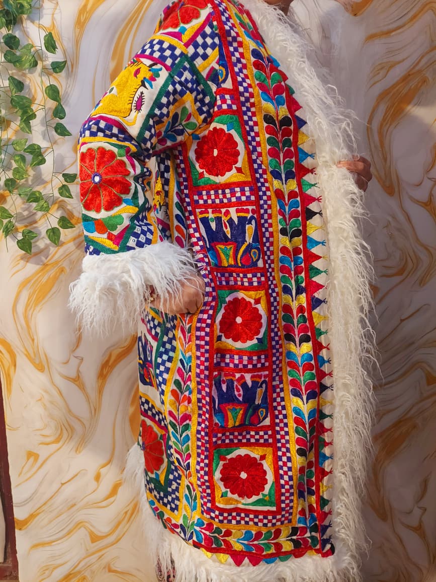 Vintage Reversible Rabari Jacket: Afghan Tribal Boho Coat, Animal Print