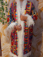 Vintage Reversible Rabari Jacket: Afghan Tribal Boho Coat, Animal Print