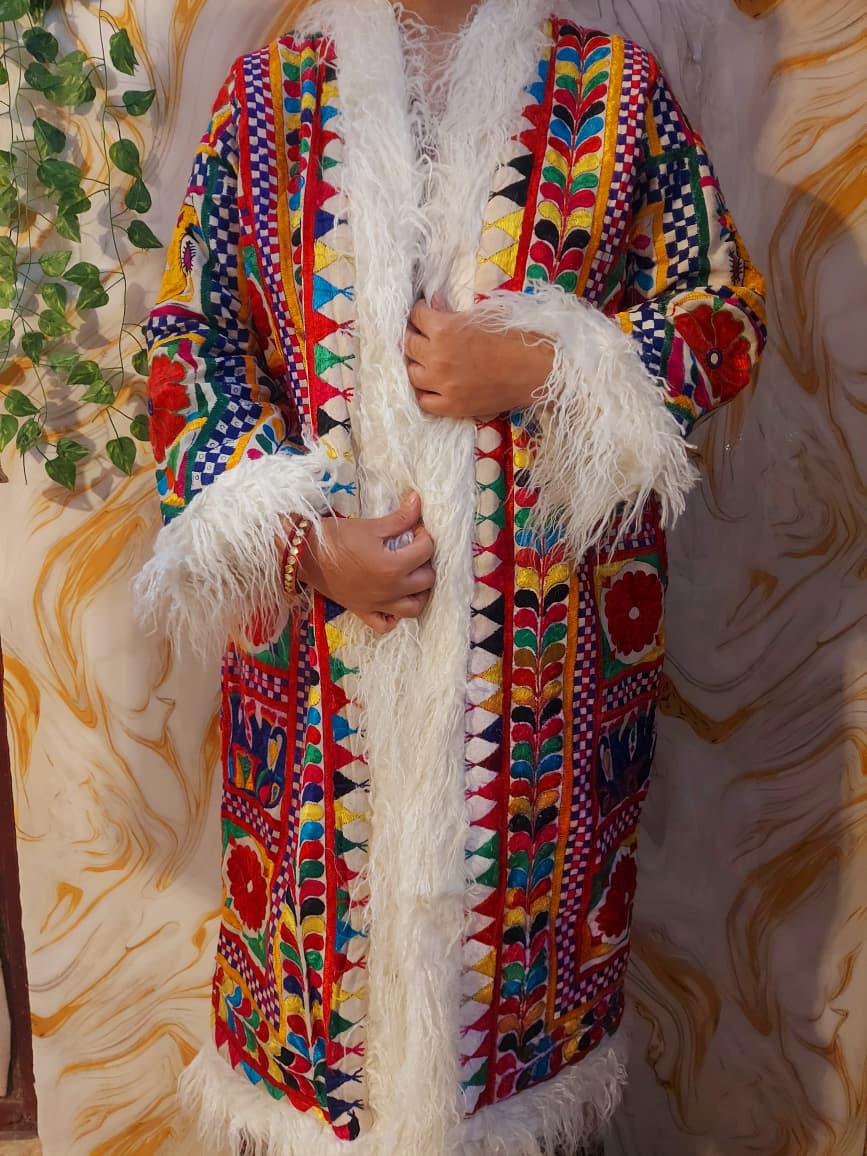 Vintage Reversible Rabari Jacket: Afghan Tribal Boho Coat, Animal Print