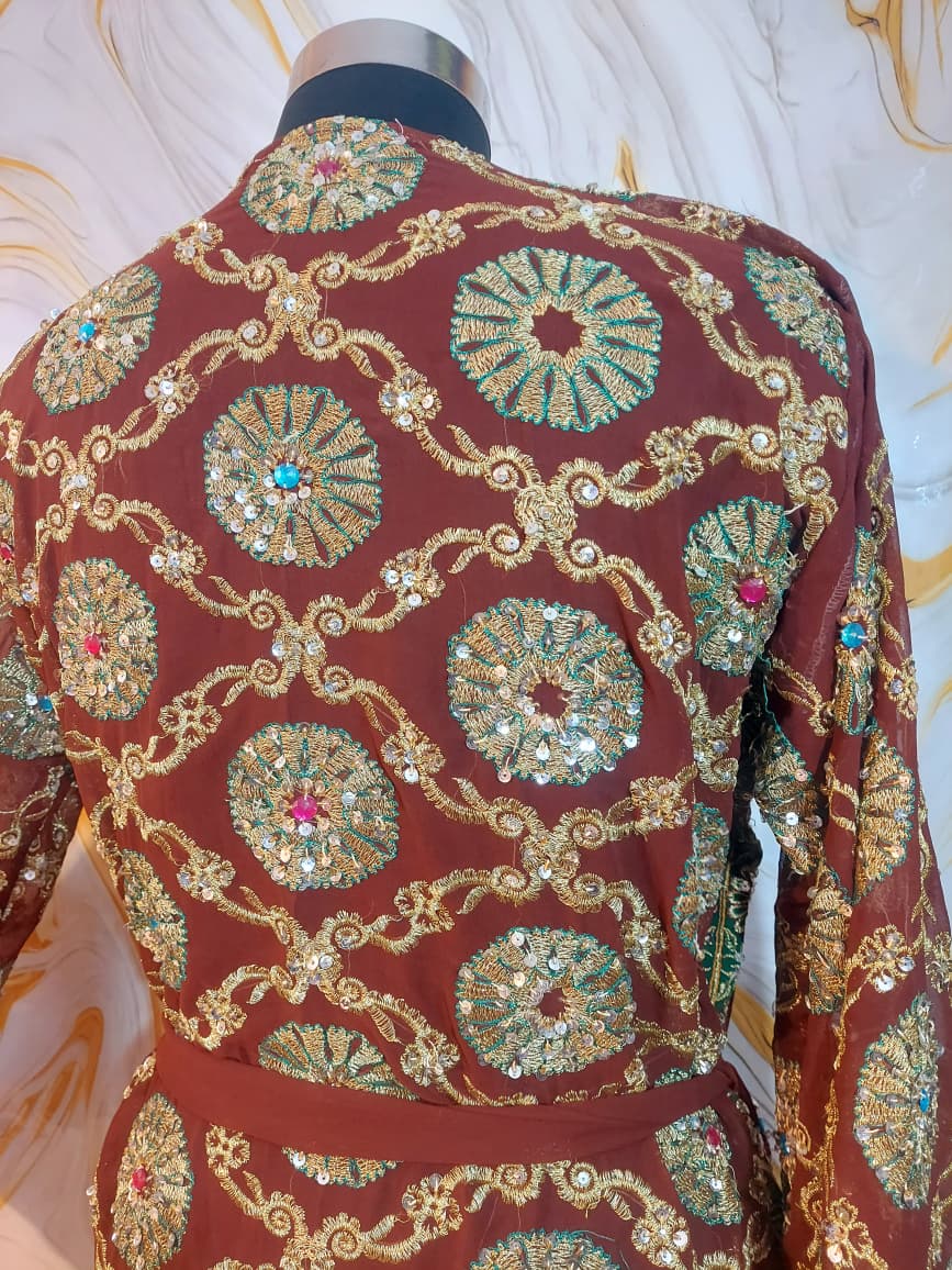 Vintage Upcycled Embroidered Kimono, Sequin Aari Embroidery, Indian Style