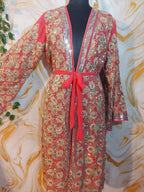 Vintage Pink Sequin Kimono, Gold Aari Embroidery, Indian Style