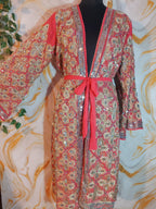 Vintage Pink Sequin Kimono, Gold Aari Embroidery, Indian Style