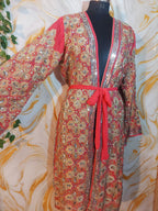 Vintage Pink Sequin Kimono, Gold Aari Embroidery, Indian Style