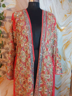 Vintage Pink Sequin Kimono, Gold Aari Embroidery, Indian Style