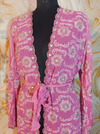 Vintage Baby pink Upcycled Embroidered Kimono, Sequin Aari Embroidery, Indian Style, Goddess Kimono,