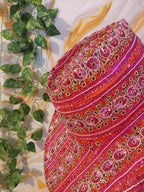 Pink handmade Sequin Cowboy Hat: Recycled Saree, Beaded Fringe with diamante