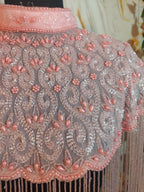 Handmade baby Pink Beaded Cape Poncho, Art Deco Evening Cover-Up
