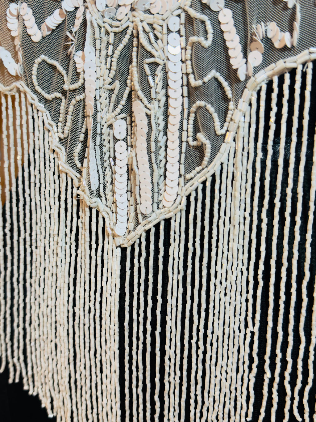 Handcrafted white beaded cape poncho, white  beadwork geometric pattern, elegant cover-ups for special occations.