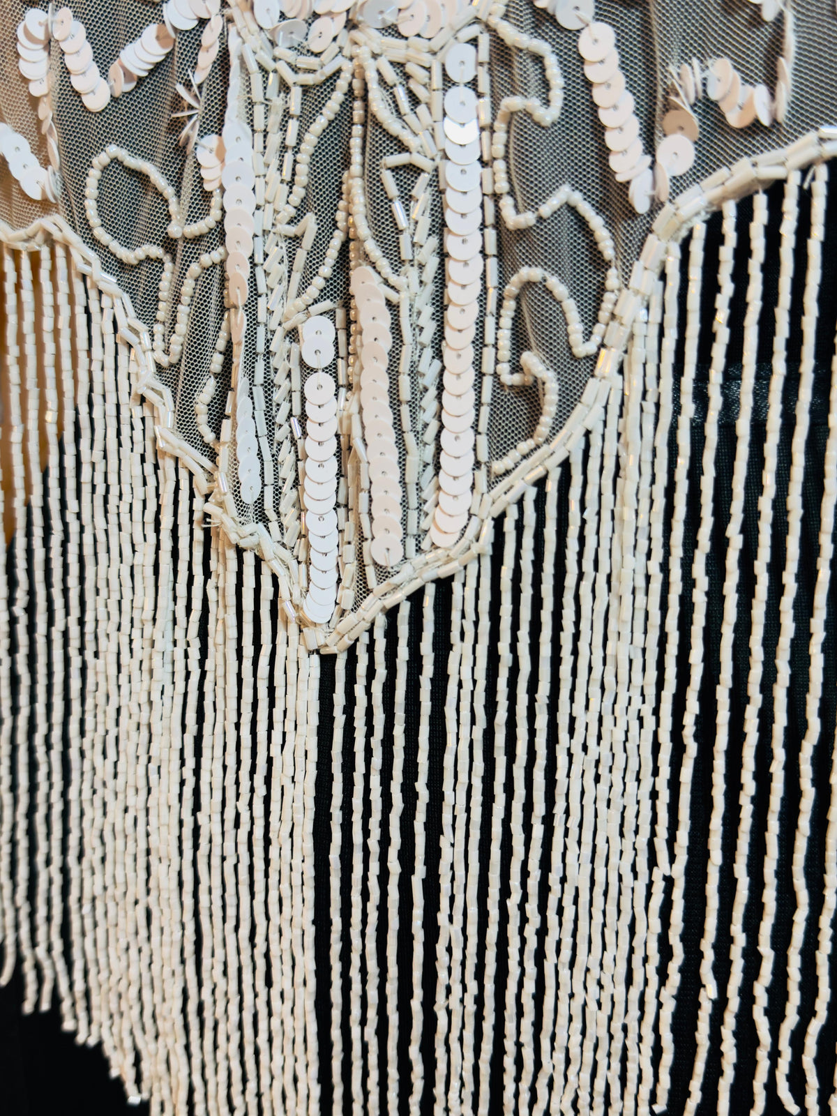 Handcrafted white beaded cape poncho, white  beadwork geometric pattern, elegant cover-ups for special occations.