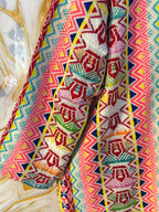 Handmade Acrylic Jacquard Shrug: Vintage Geometric Festival Tunic