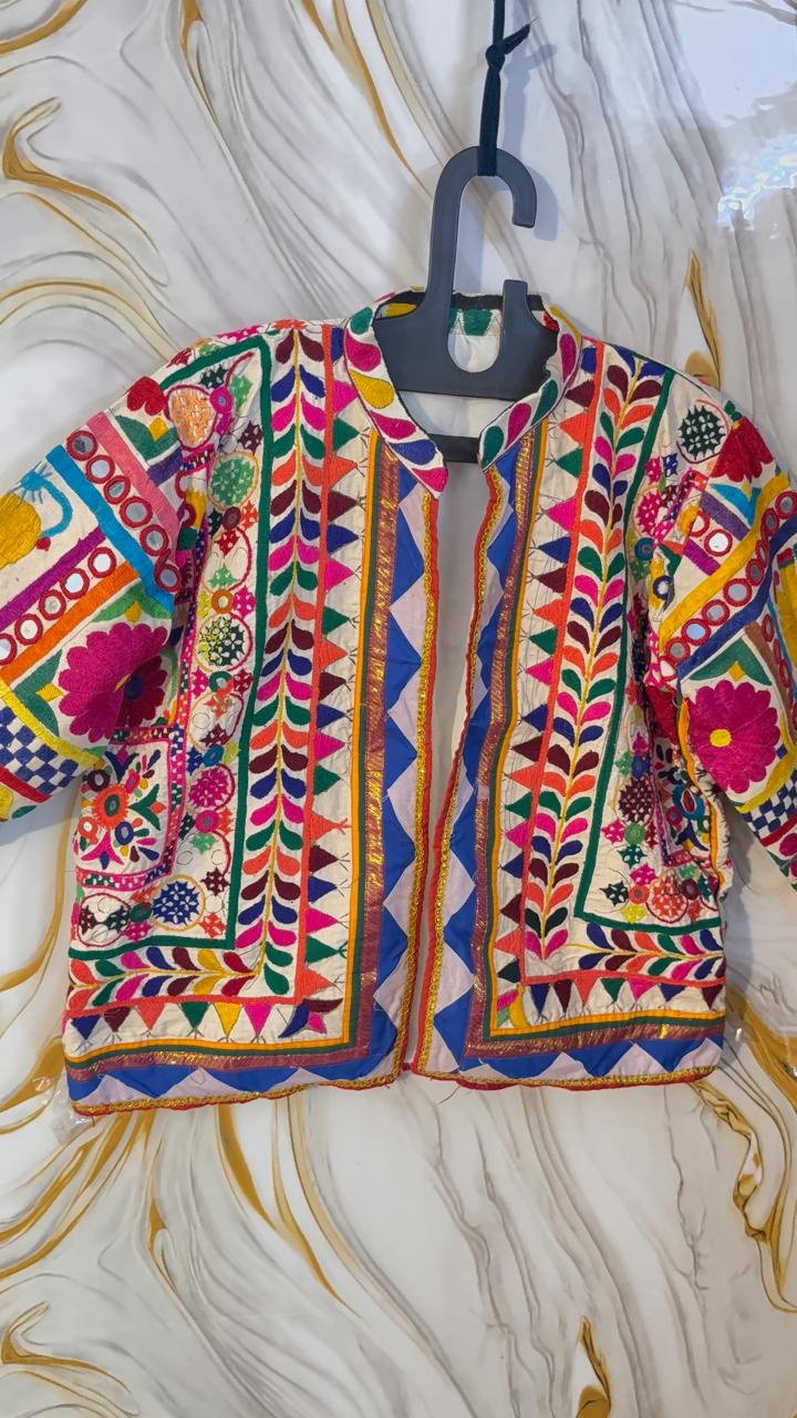 Vintage Banjara Embroidered Kutch Jacket: Afghan Tribal Boho Coat