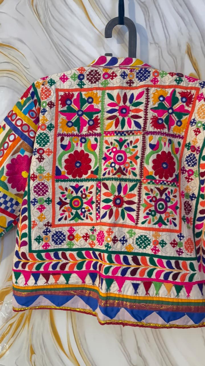 Vintage Banjara Embroidered Kutch Jacket: Afghan Tribal Boho Coat