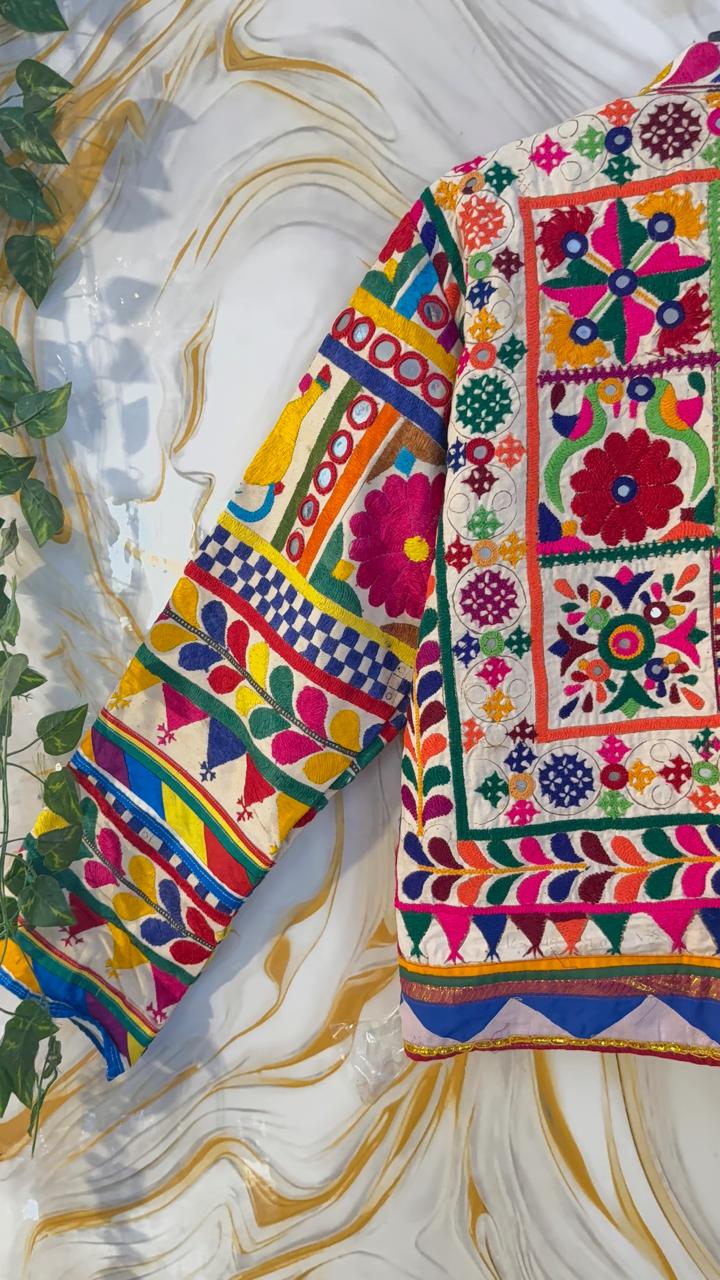 Vintage Banjara Embroidered Kutch Jacket: Afghan Tribal Boho Coat