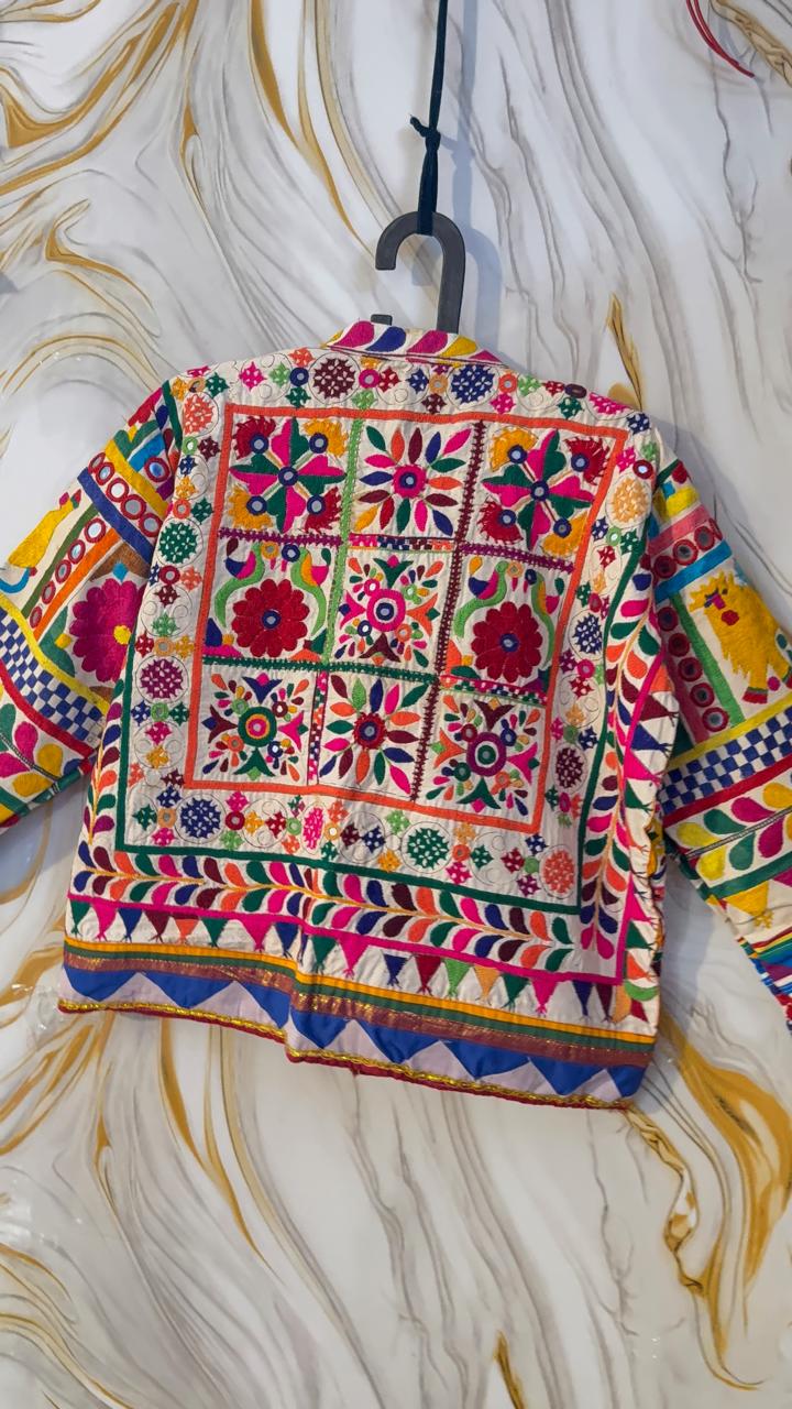 Vintage Banjara Embroidered Kutch Jacket: Afghan Tribal Boho Coat