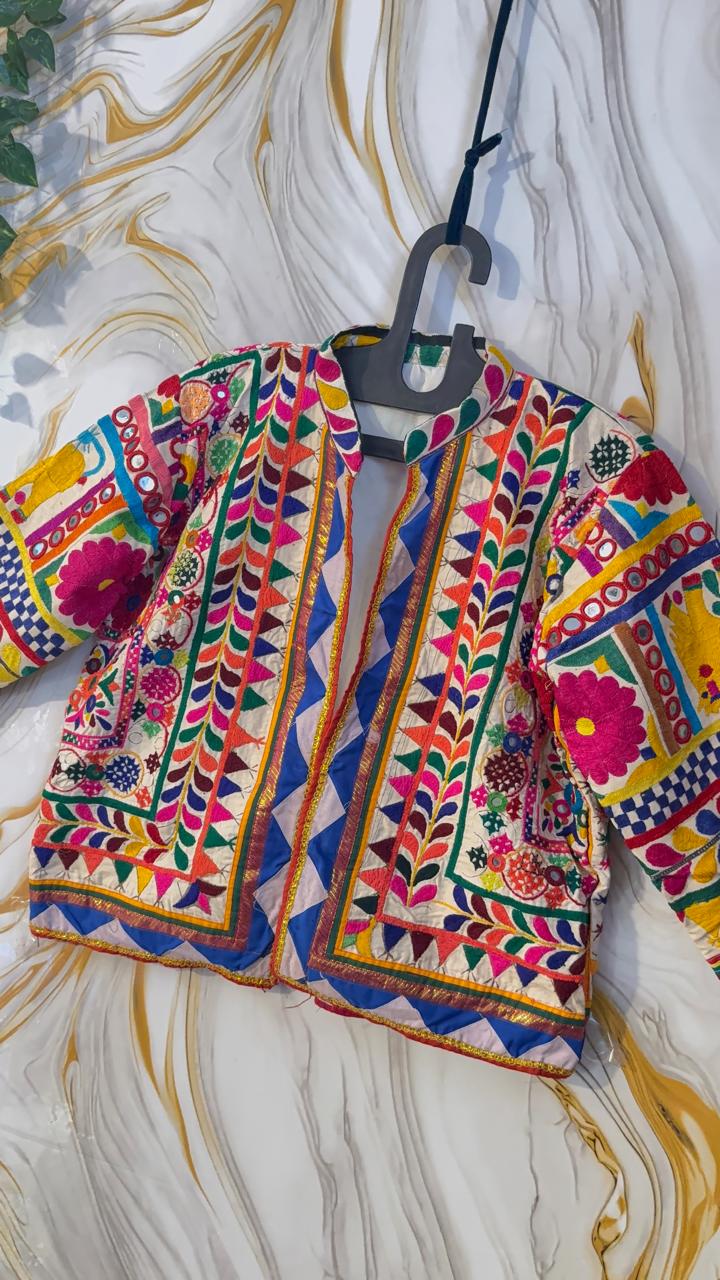 Vintage Banjara Embroidered Kutch Jacket: Afghan Tribal Boho Coat