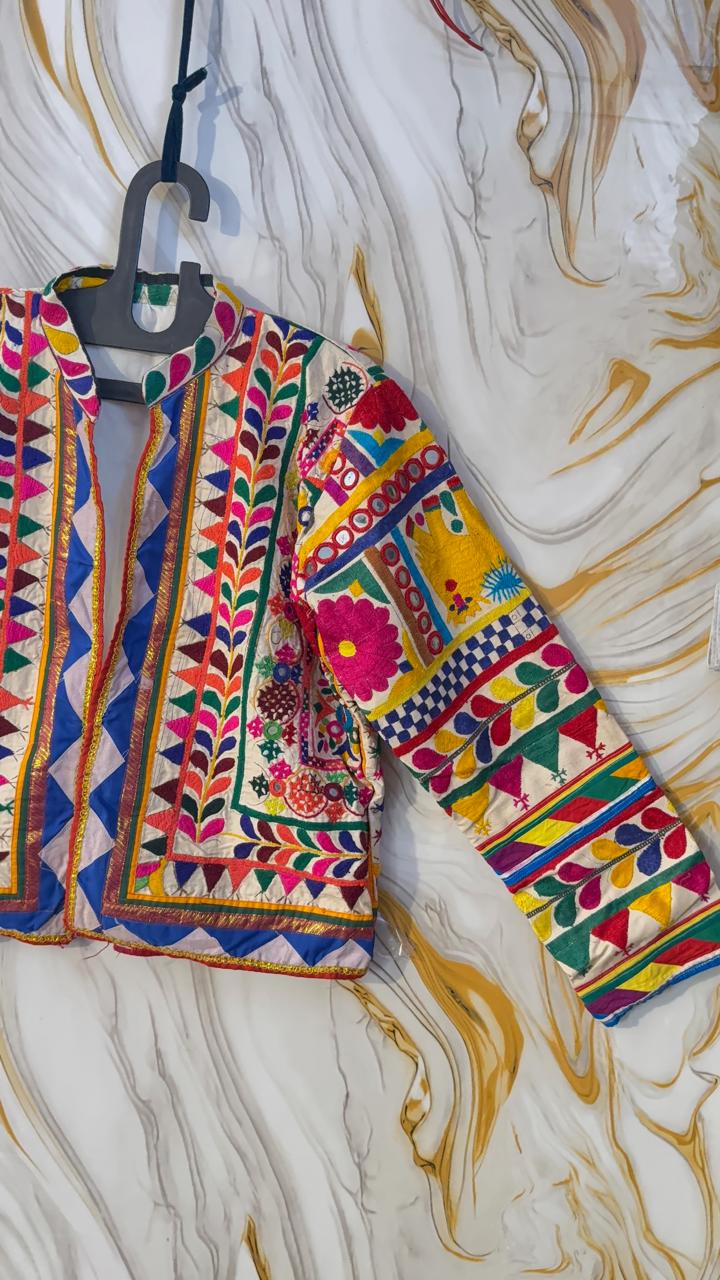 Vintage Banjara Embroidered Kutch Jacket: Afghan Tribal Boho Coat