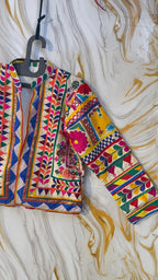 Vintage Banjara Embroidered Kutch Jacket: Afghan Tribal Boho Coat