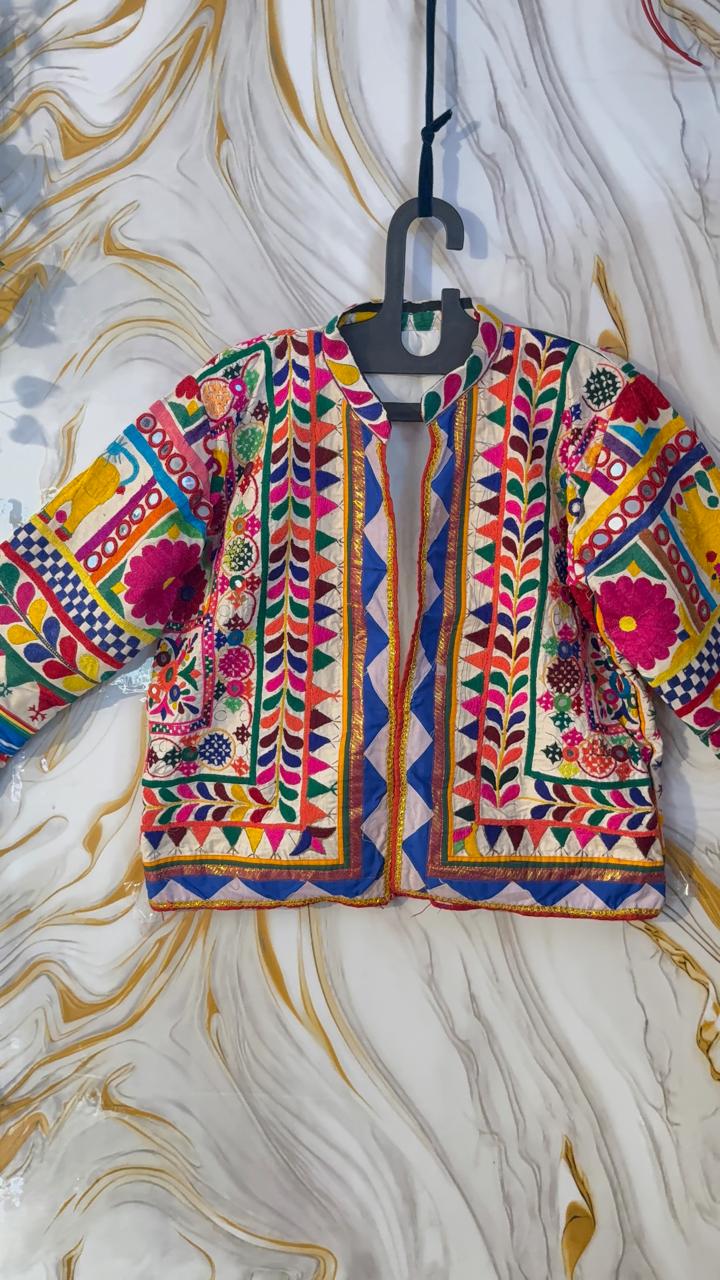 Vintage Banjara Embroidered Kutch Jacket: Afghan Tribal Boho Coat