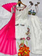 Heavy roman glass with heavy embroidery work and moti work, ready to wear co-ord set