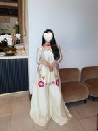 Heavy roman glass with heavy embroidery work and moti work, ready to wear co-ord set