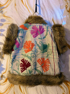 Vintage kantha Suzani Fur Waistcoat