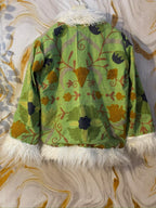 Embroidered Boho Afghan Jacket with Mongolian fur trim