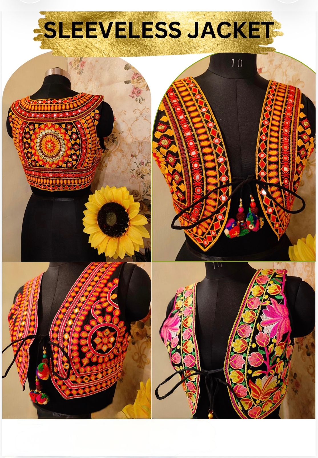 SLEEVELESS EMBROIDERED JACKET