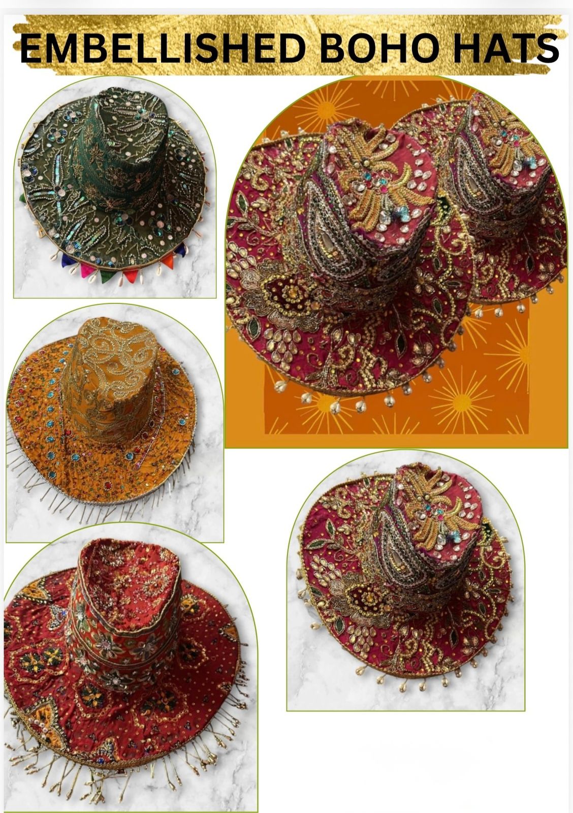 EMBELLISHED BOHO HATS