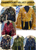 EMBROIDERY VELVET UPPER TIE TOP