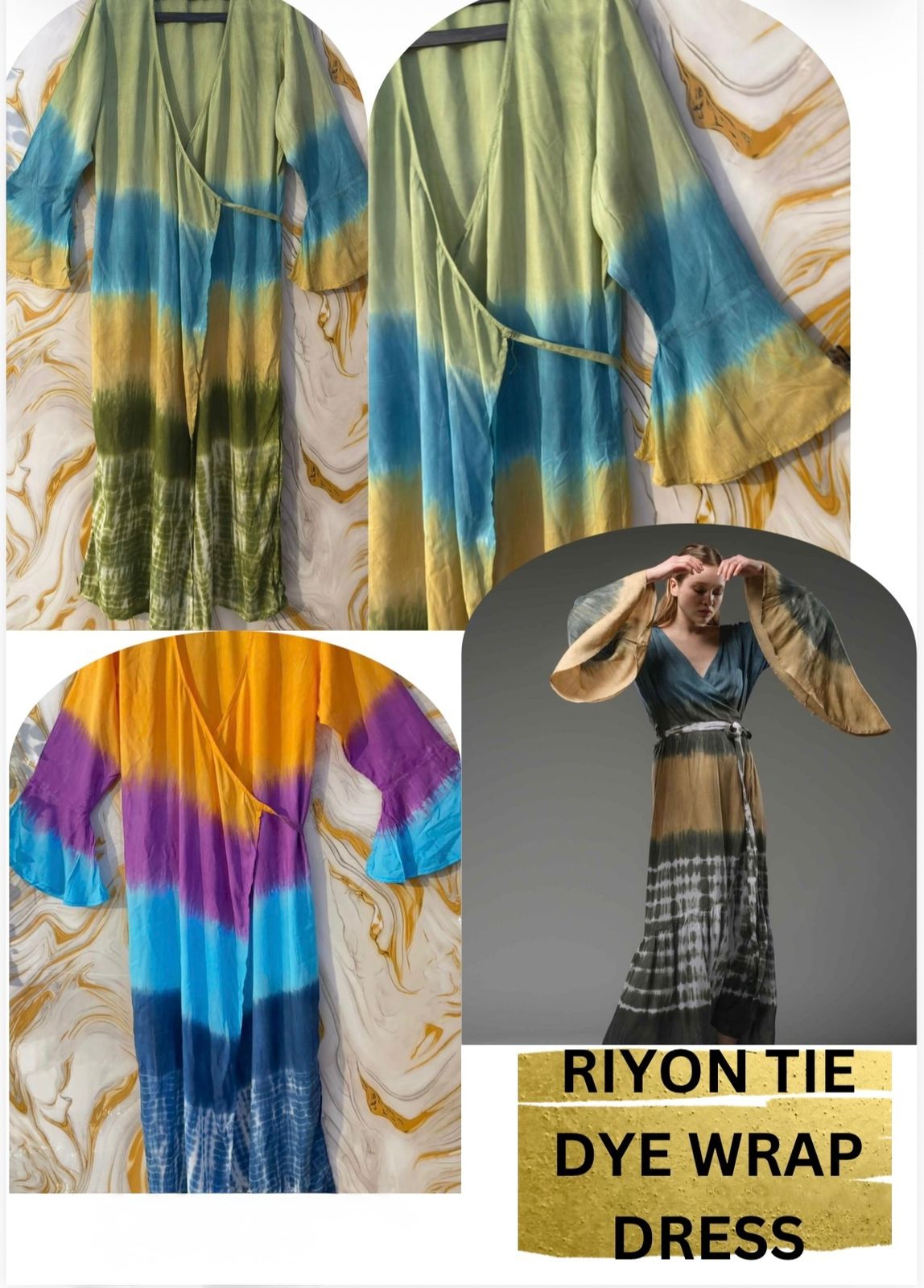 RIYON TIE DYE WRAP DRESS