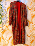 Red Vintage Embellished Long kimono, Beaded work kimono, festival kimono, sequins Kimono