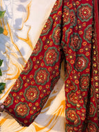 Red Vintage Embellished Long kimono, Beaded work kimono, festival kimono, sequins Kimono