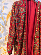 Red Vintage Embellished Long kimono, Beaded work kimono, festival kimono, sequins Kimono
