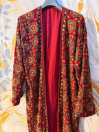 Red Vintage Embellished Long kimono, Beaded work kimono, festival kimono, sequins Kimono