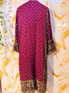 Purple Vintage Embellished long kimono, festival kimono, goddess kimono, Beaded work kimono