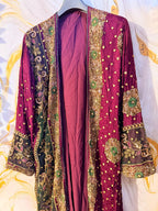 Purple Vintage Embellished long kimono, festival kimono, goddess kimono, Beaded work kimono