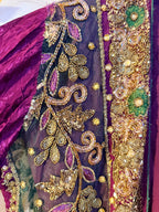 Purple Vintage Embellished long kimono, festival kimono, goddess kimono, Beaded work kimono