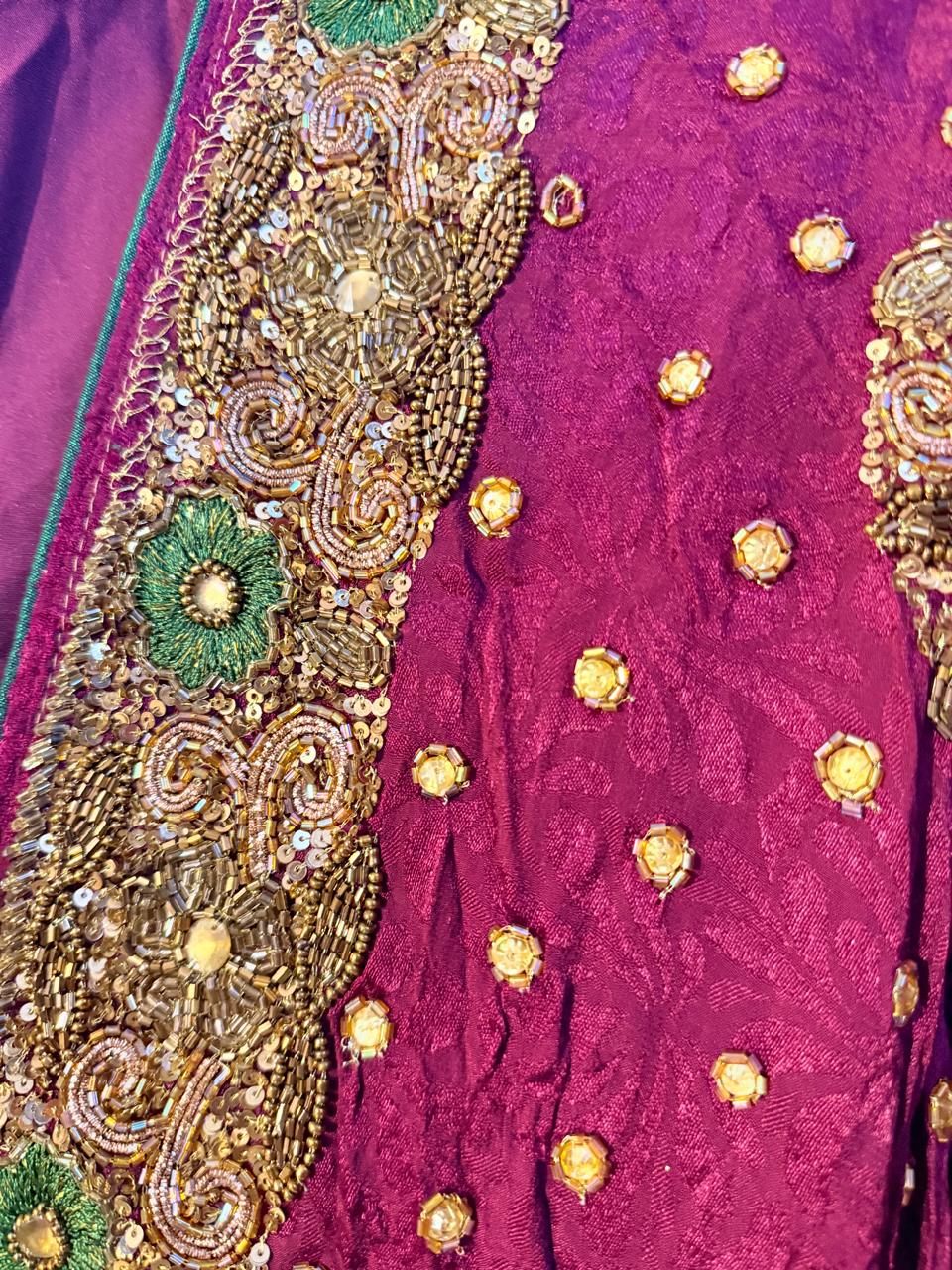 Purple Vintage Embellished long kimono, festival kimono, goddess kimono, Beaded work kimono
