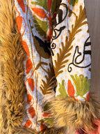 Vintage Kantha Suzani Fur Hoodie Coat, kantha Hoodie jacket, kantha Jacket, Vintage kantha Coat, Festival Coat,