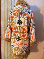 Vintage Kantha Suzani Fur Hoodie Coat, kantha Hoodie jacket, kantha Jacket, Vintage kantha Coat, Festival Coat,