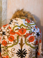 Vintage Kantha Suzani Fur Hoodie Coat, kantha Hoodie jacket, kantha Jacket, Vintage kantha Coat, Festival Coat,