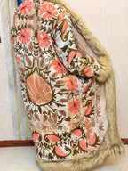 Vintage Kantha Suzani Long Afghan Coat | Bohemian Festival Open Front Jacket, Bohemian Festival Winter Jacket